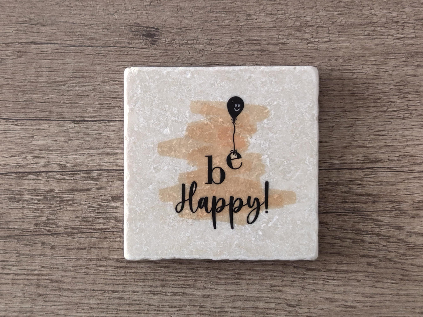 Untersetzer aus Marmor | Be Happy | Vintage | Shabby |