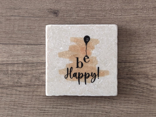 Untersetzer aus Marmor | Be Happy | Vintage | Shabby |