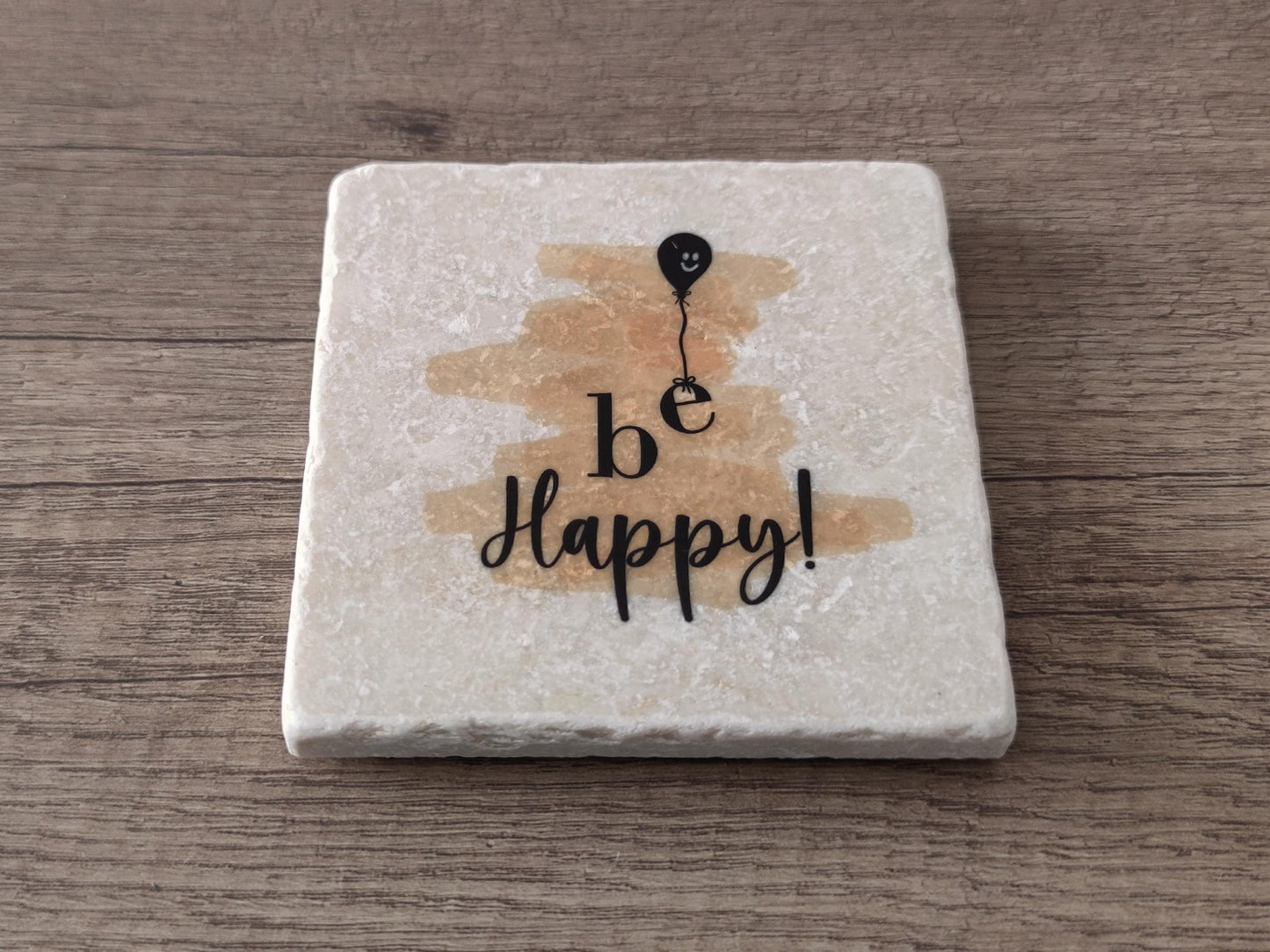 Untersetzer aus Marmor | Be Happy | Vintage | Shabby |